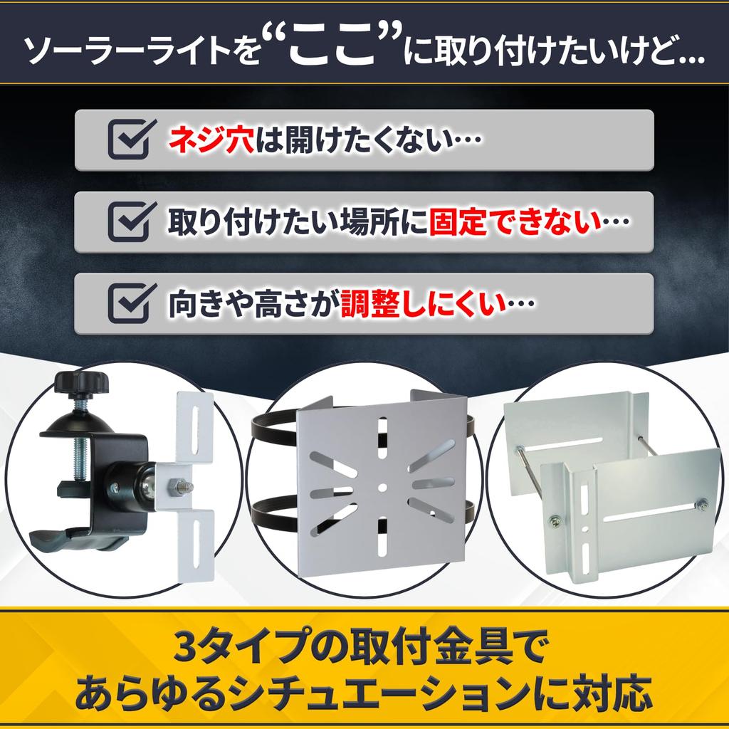 Heptus [Easy Installation Anywhere] Mounting Bracket for Solar Lights, Security Cameras, Poles, Fences, Clamps, 1.5-5cm