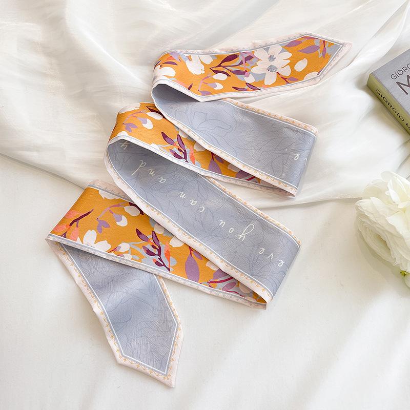 Высококачественная повязка для волос, платок на шею с шелковистой текстурой, женский шарф, длинные узкие повязки на голову, милые шарфы-галстуки, роскошный принт, шарф для сумки для леди