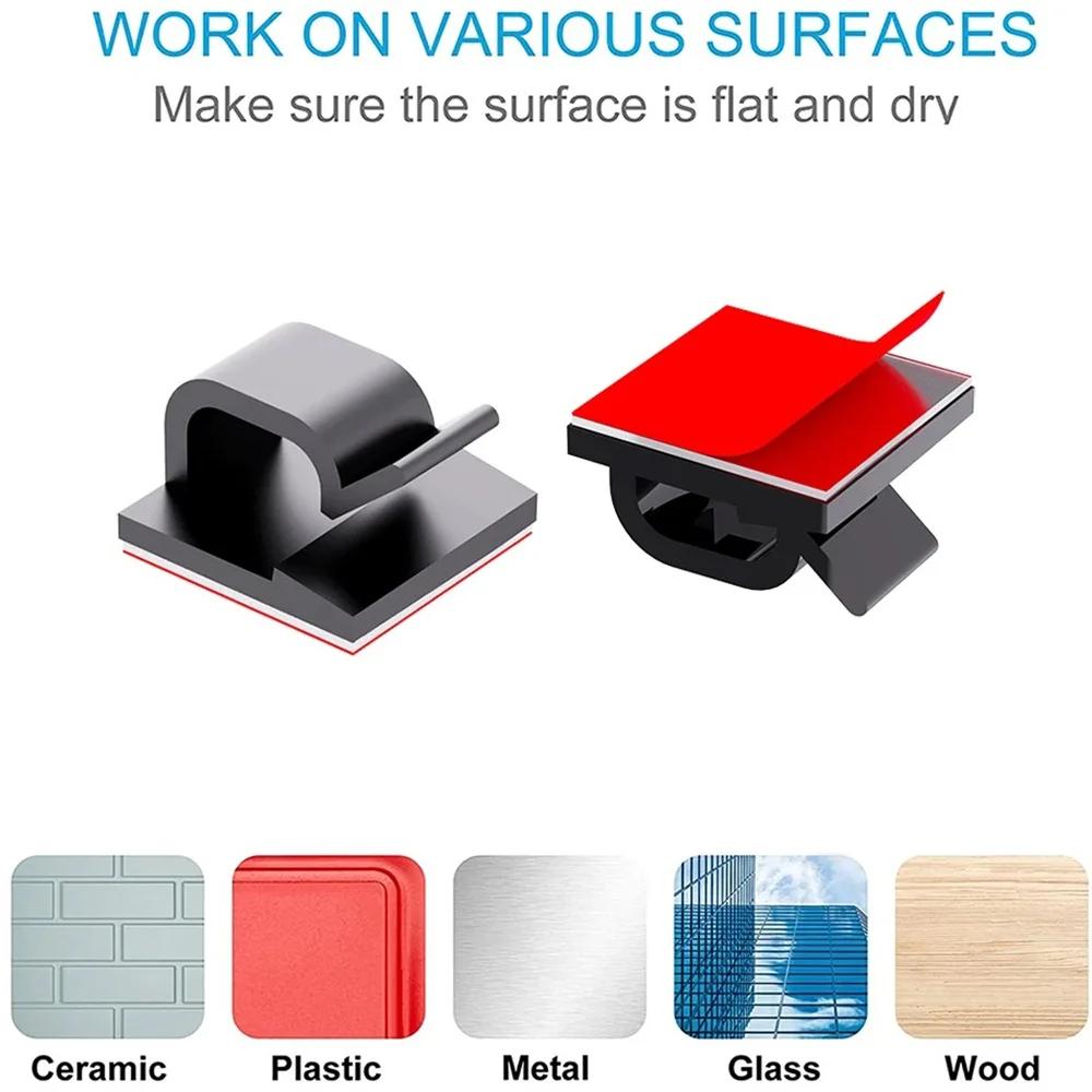 50 шт. Прозрачные самоклеящиеся кабельные зажимы для улицы и помещения, органайзер для проводов, держатель для шнуров с сильной адгезией для под стола, автомобиля