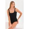 Square Neck Strap Swimsuit Black