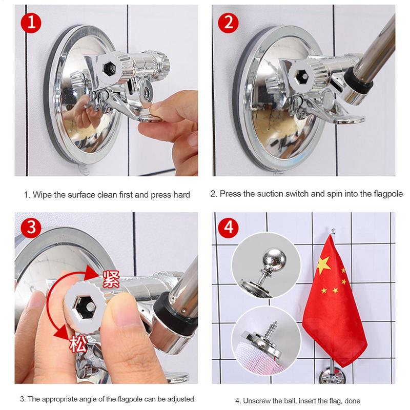 Suction Cup Flag Pole Mount Vehicle Flagpole Bracket Flag Pole Bracket for Car SUV House Truck Flagpole Display Holder Flag Pole