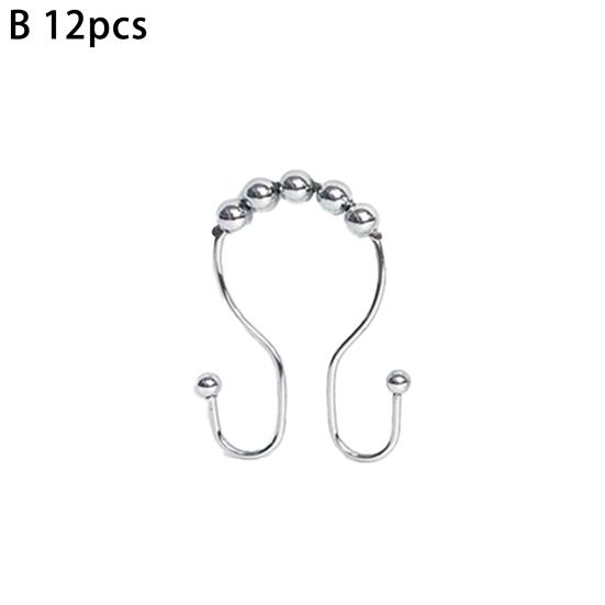 Yousheng 12 шт. крючков для душевой занавески, двойные крючки, хороший баланс, сильная несущая способность, роликовый шарик, плавное скольжение, крючок для занавески, кольцо, принадлежности для ванной комнаты