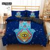 Hamsa Hand Duvet Cover Set Microfiber Golden Lucky Hand Of Fatima Bohemian Quilt Cover Black Gold Bedding Set Queen Room Decor