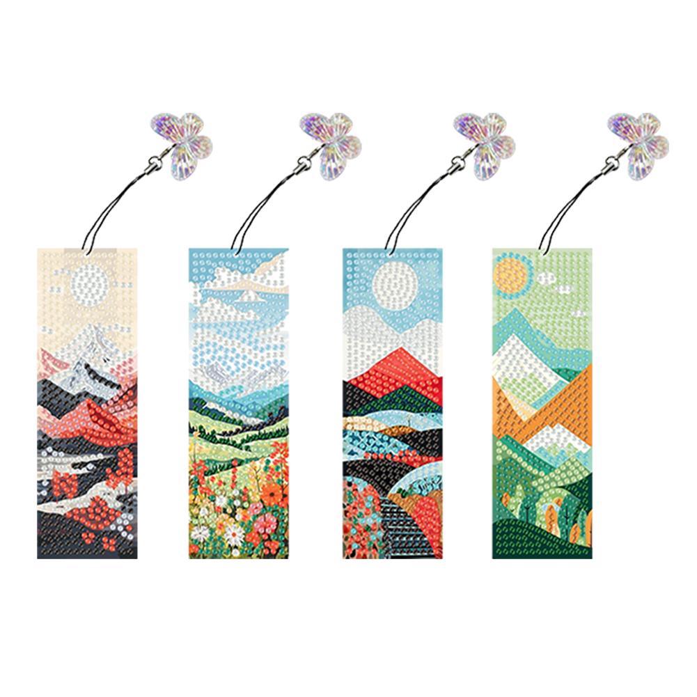 4 шт. Закладки с бриллиантами особой формы, с красочным узором, Арт-проект «Сделай сам», Закладка с бриллиантами с хрустальным подвесом для подарка на День чтения