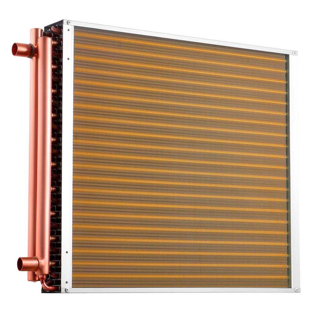 Water to Air Heat Exchanger, 559 x 559 mm Finned Tube HVAC Heat Exchanger Coil with Copper Tubes & Aluminum Fins, 190K BTU Output for Outdoor Wood