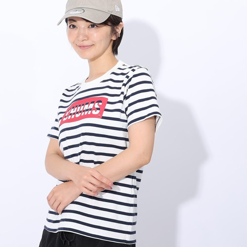 Футболка с логотипом WM [Chums] Футболка женская белая/темно-синяя×красная2