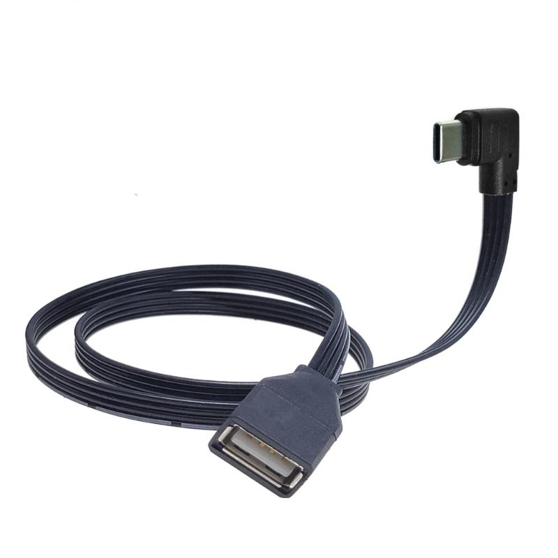 Плоский силиконовый OTG кабель-адаптер Type C на USB 2.0 для подключения флешек, кардридеров, мышей, клавиатур