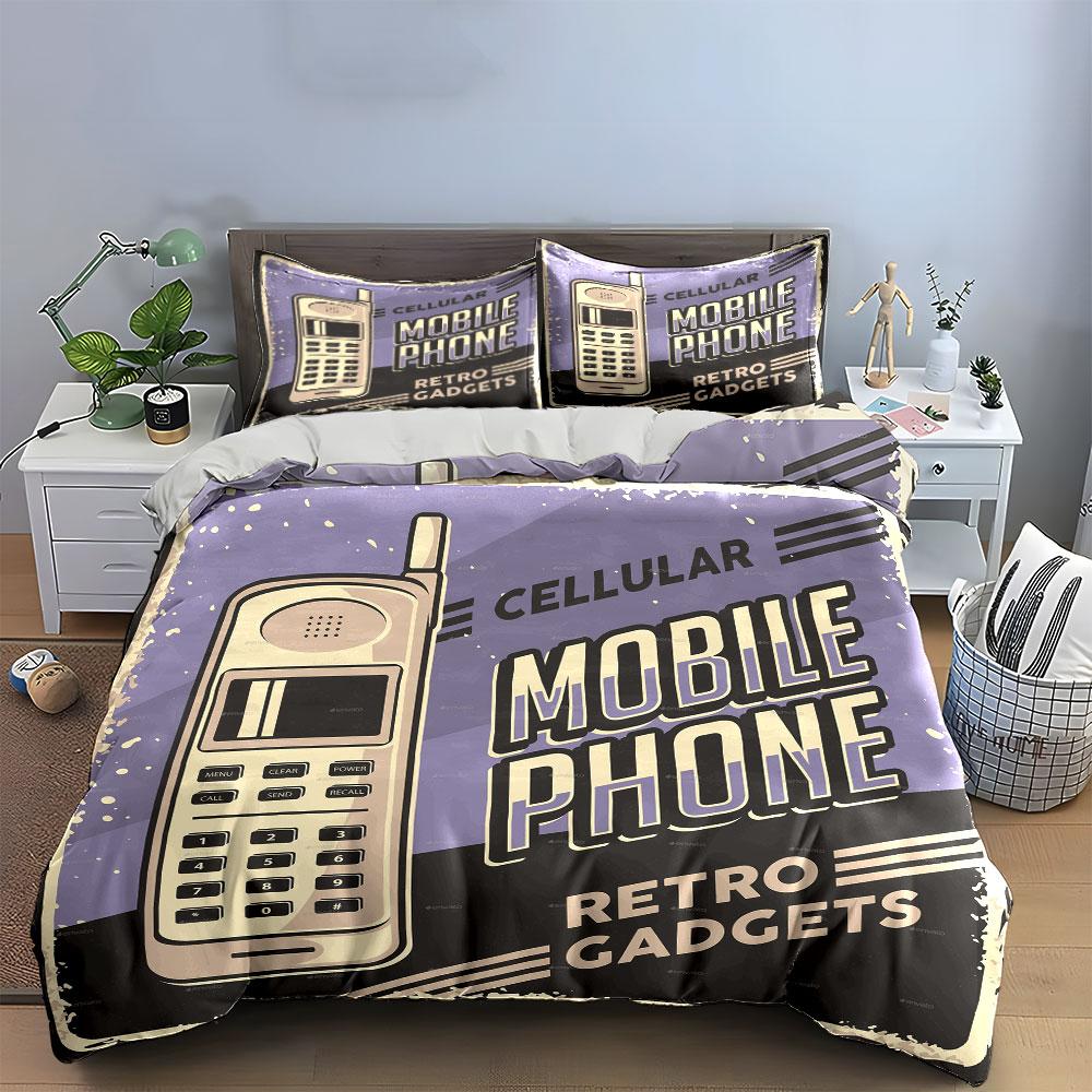 Vintage mobile phone design. Bedding sets Duvet cover sets Duvet covers Pillowcases(1*Duvet Cover 2*Pillowcases without duvet insert)