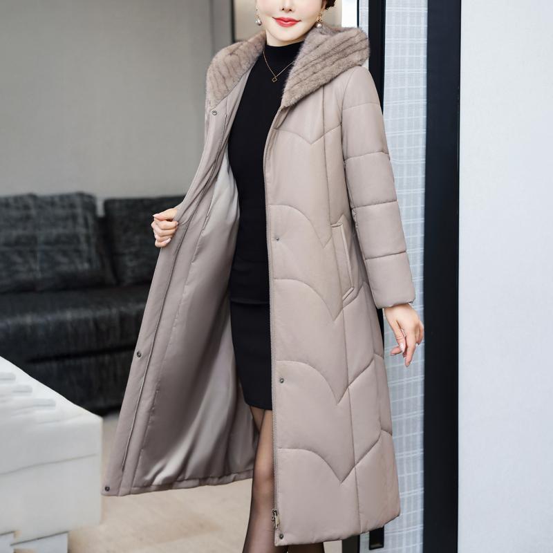 Зимнее женское пальто из искусственной овчины с капюшоном, элегантное, толстое, теплое, зимняя длинная парка, женская кожаная куртка