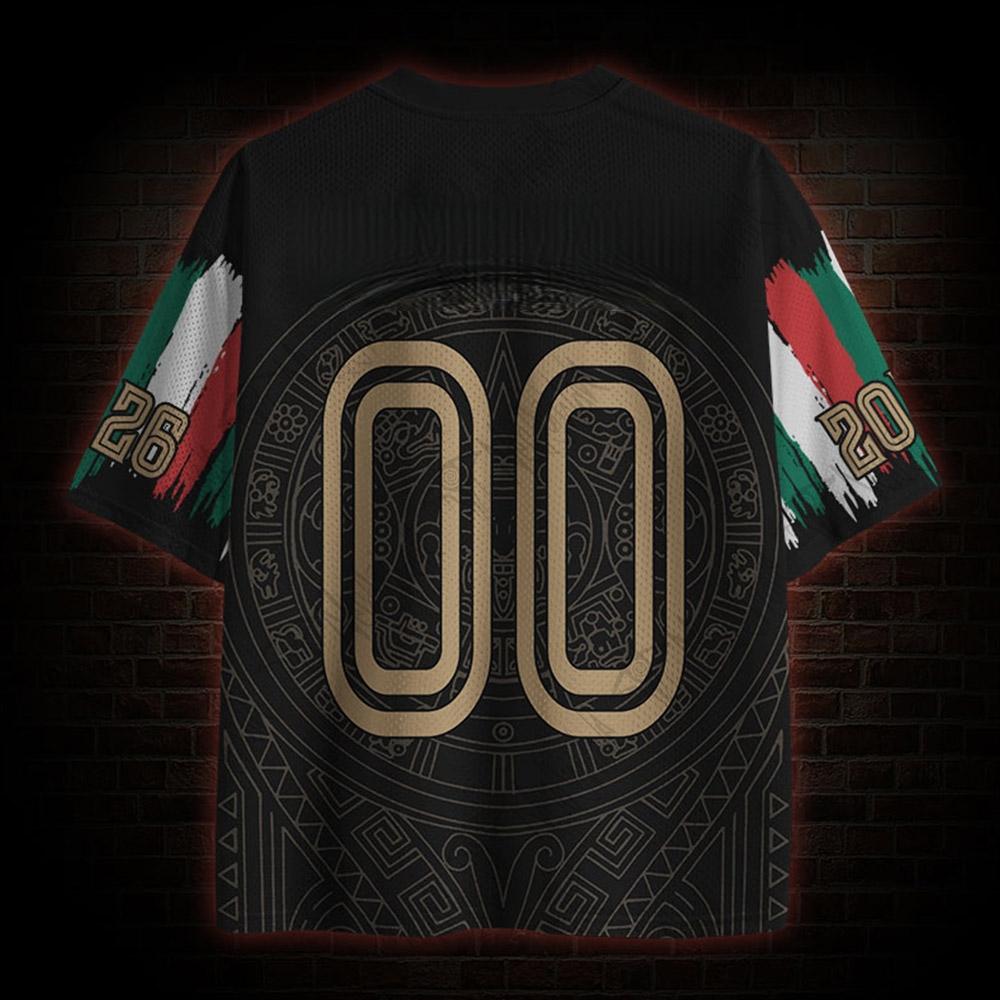 Assist in World Football Matches, Dark Series Mesh Football Jerseys, Personalized Mexican Sunstone Mesh Jerseys, 3D Printed