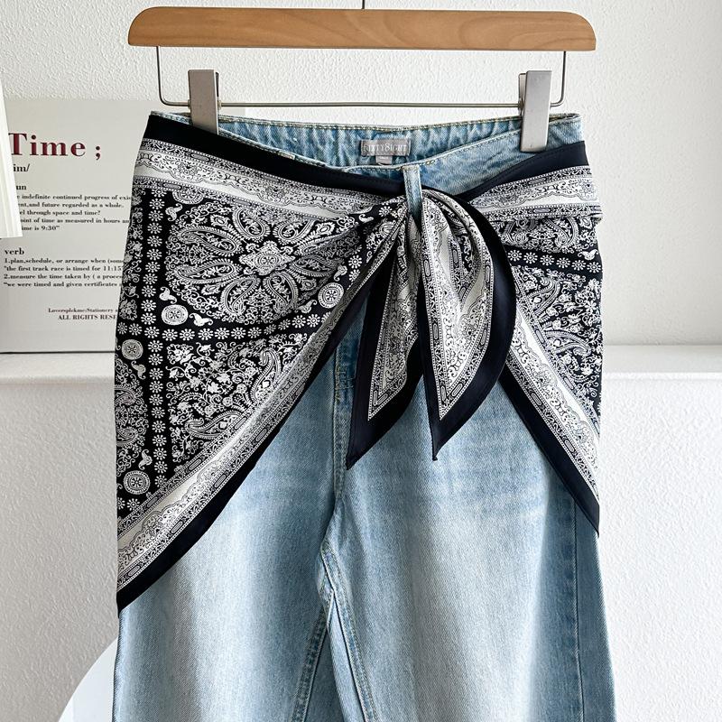 1116 new retro waist triangle scarf for women to wear with shorts, fart curtain, silk scarf temperament, tube top, advanced sense