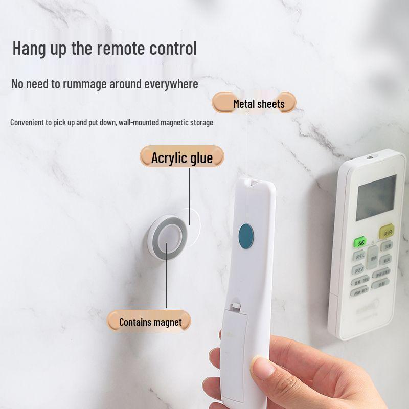 Magnetic Circular Remote Holder with Mother-Child Buckle, No-Trace Adhesive, Wall-Mountable