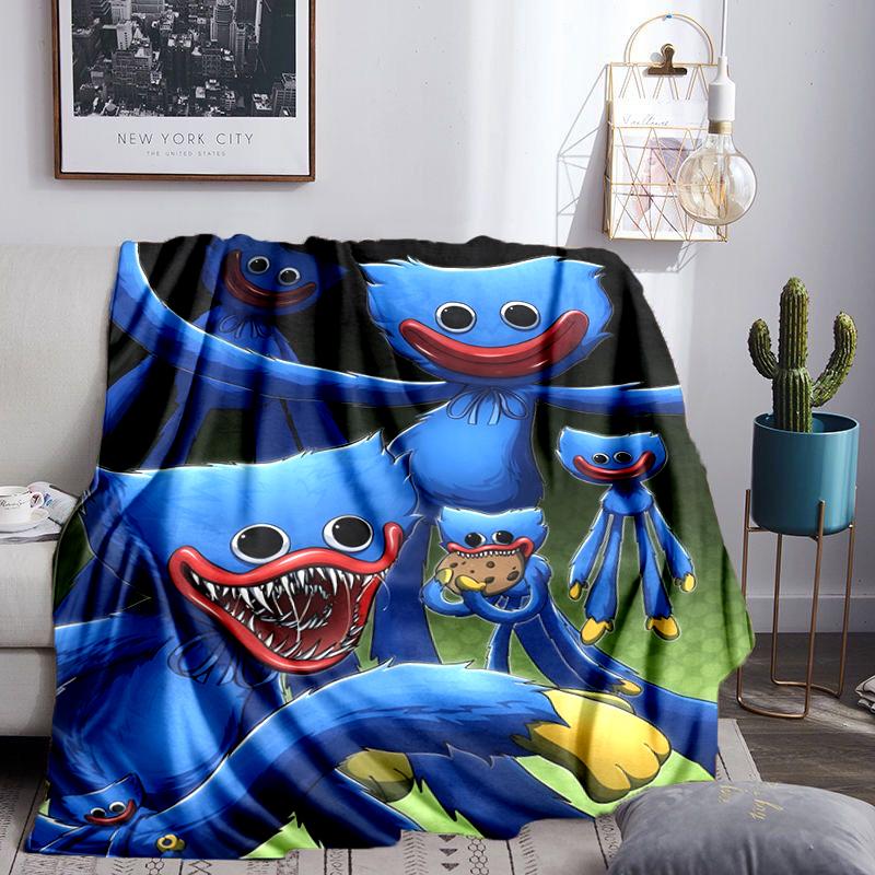 Blue Monster Huggy Family Blanket Flannel Throw for Sofa, Indoor, Camping, Living Room, Office, Chair, And Bed Soft Birthday Gift