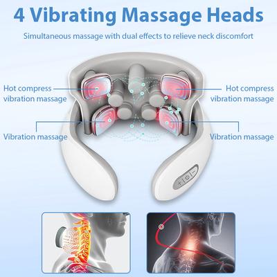 Умный TENS Импульсный Беспроводной Массажер для Шеи, Плеч и Спины, Облегчение Шейной Боли, Тепловая Релаксационная Терапия, Мышечный Удар, Перезаряжаемый