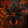 2D Flat Halloween Black Cat Door Sign Vintage Style Holiday Bat Wing Cat Pendant Gift Giving