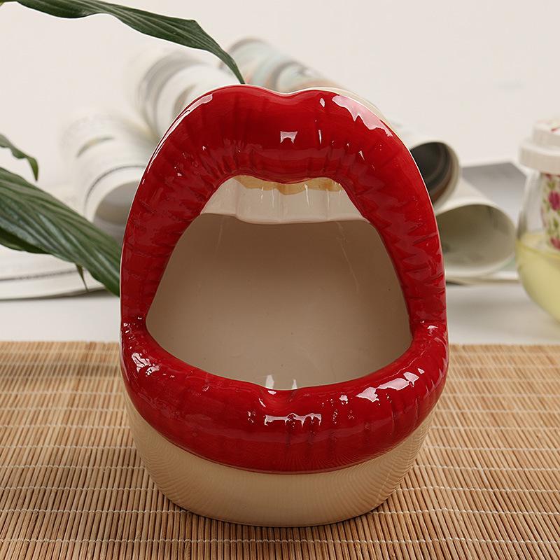 French Fries Plate Funny Mouth Red Lips Shaped Ceramic Food Boats Ice Cream French Fry Cup Holder For Restaurant Party Home