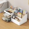 Transparent Desktop Cosmetic Storage Box Drawer Organizer with Pen Holder Stationery Storage Rack for Office Desks Makeup