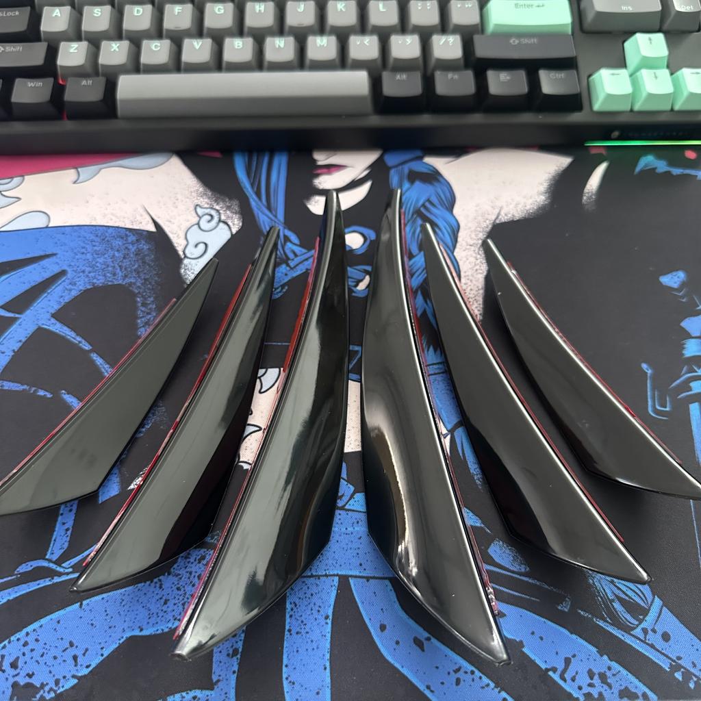 6 шт. Универсальная накладка на передний бампер, декоративный диффузор, сплиттер, плавники, спойлер кузова, канарды, валентность, подбородок, тюнинг автомобиля, канард