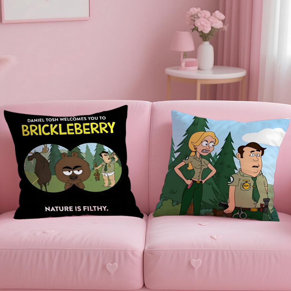 Fashion Bbrickleberryies Cushion Cover Soft EasyWash Pillow Case Versatile for Couch Bed Travel and Office