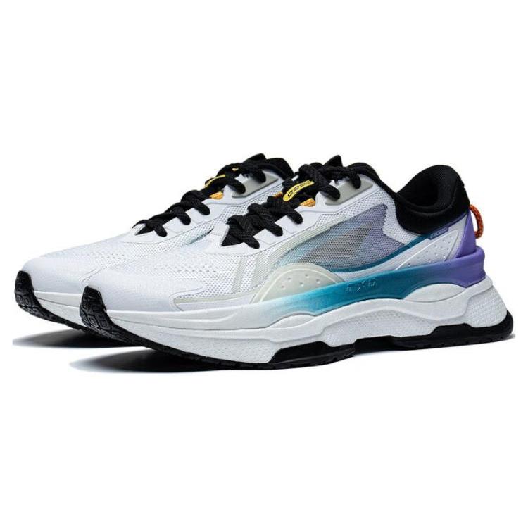 Li Ning Exceed 7 Амортизирующие Скользкие Устойчивые к истиранию Дышащие Низкие Повседневные Кроссовки Мужские Бело-Фиолетовые AGLT091-5