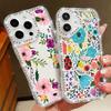 Прозрачный противоударный чехол с цветочным узором для iPhone 16E 16 Pro Max 15 Pro 14 13 12 11, с ромбовидной рамкой, мягкий силиконовый бампер, защита от падений