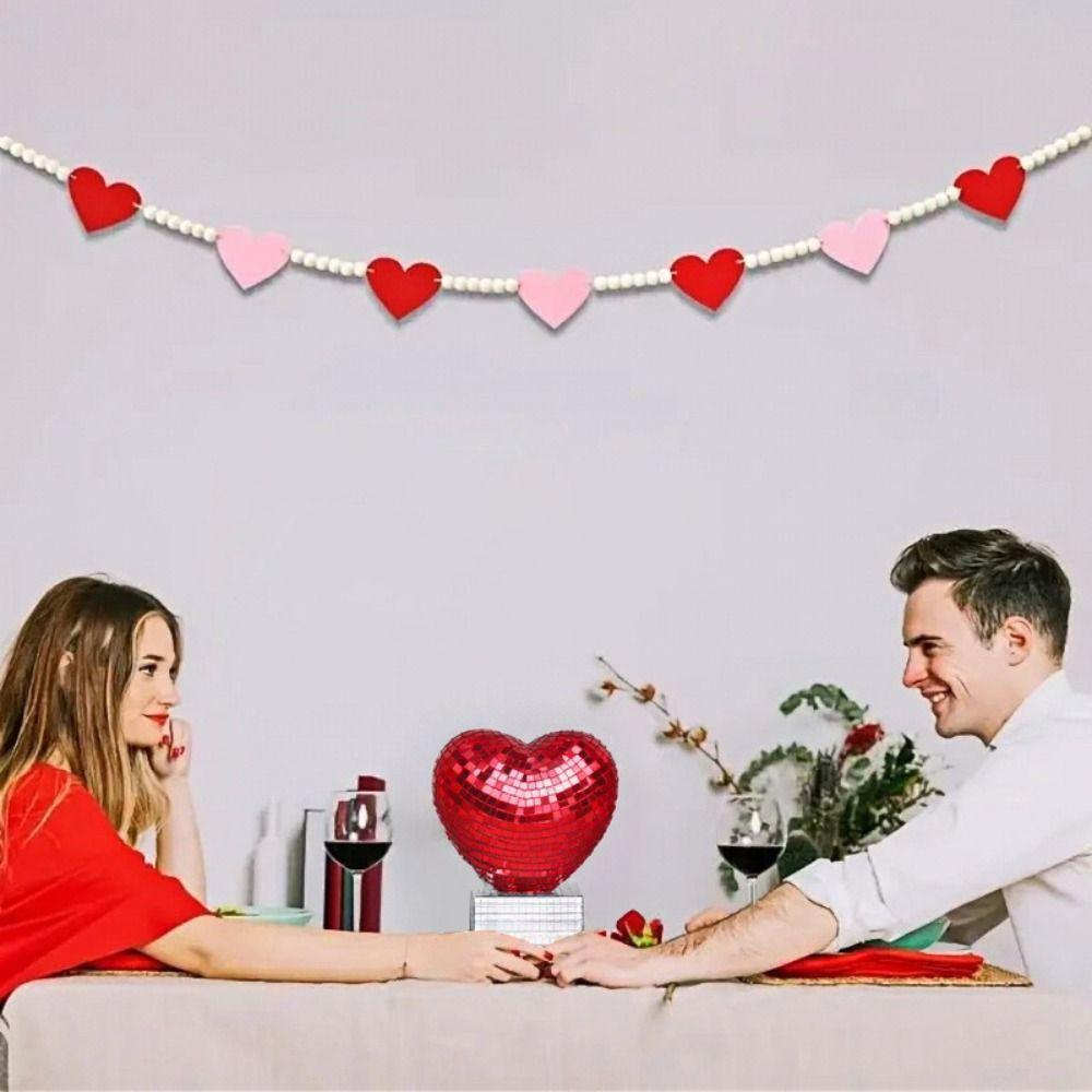 Red/Pink Color Mirror Surface Ornament Romantic Valentines Day Disco Ball  Party Decoration