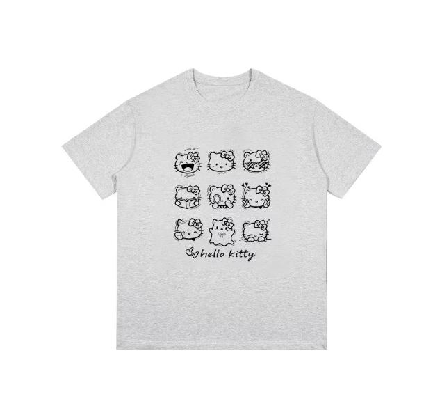 Лето 2026 Sanrio Комикс Форма Hello Kitty Изображение 100% Хлопок Повседневная Футболка Девочки Родитель-Ребенок Топ Повседневная Одежда Y2k