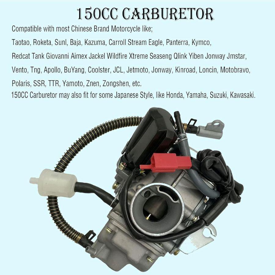 150cc Carburetor for 4 Stroke Engines Electric Choke Motorcycle Scooter with Int