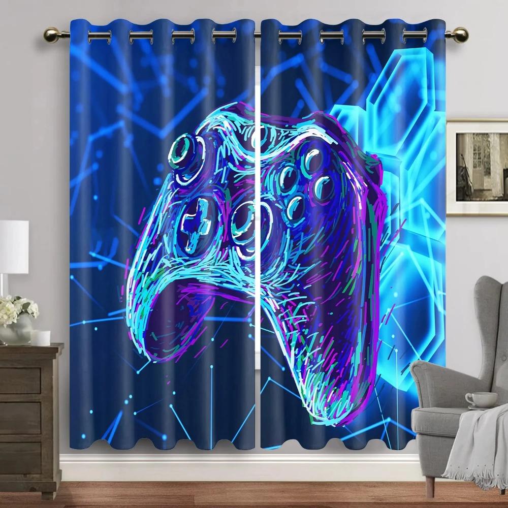 Крутые шторы с рисунком игрового контроллера, напечатанные декоративные шторы, которые нравятся мальчикам в комнатах для киберспорта, подходят для комнат для киберспорта