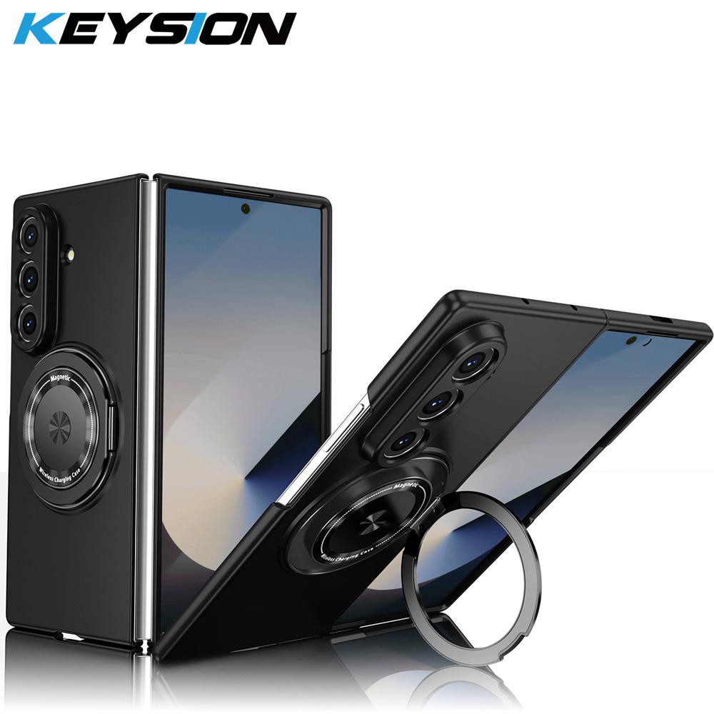 KEYSION Вращающаяся на 360° магнитная подставка-кольцо Чехол для телефона MagSafe для Samsung Galaxy Z Fold 7 5G Беспроводная зарядка Жесткая задняя крышка