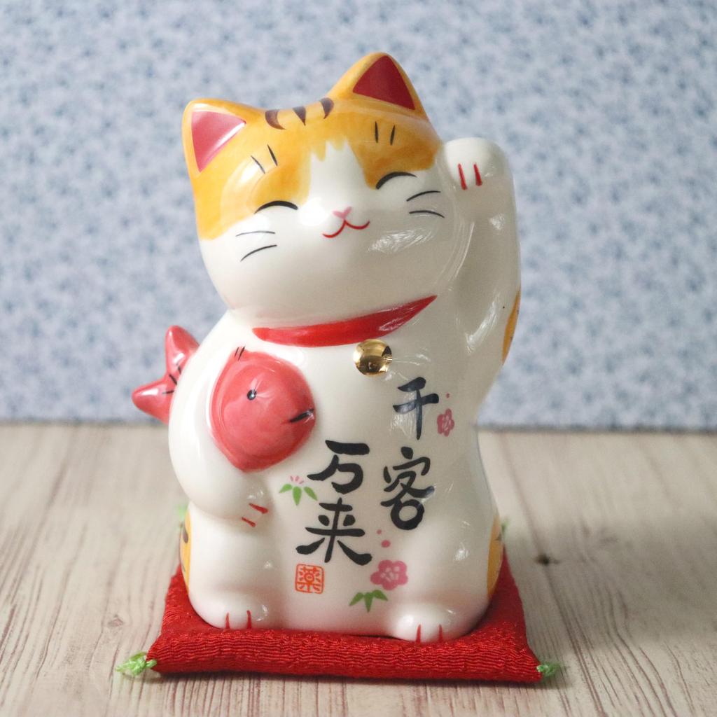 Yakushi Kiln Maneki-neko (Large) - Welcome To the Welcome Cat (with Lucky Sticker)