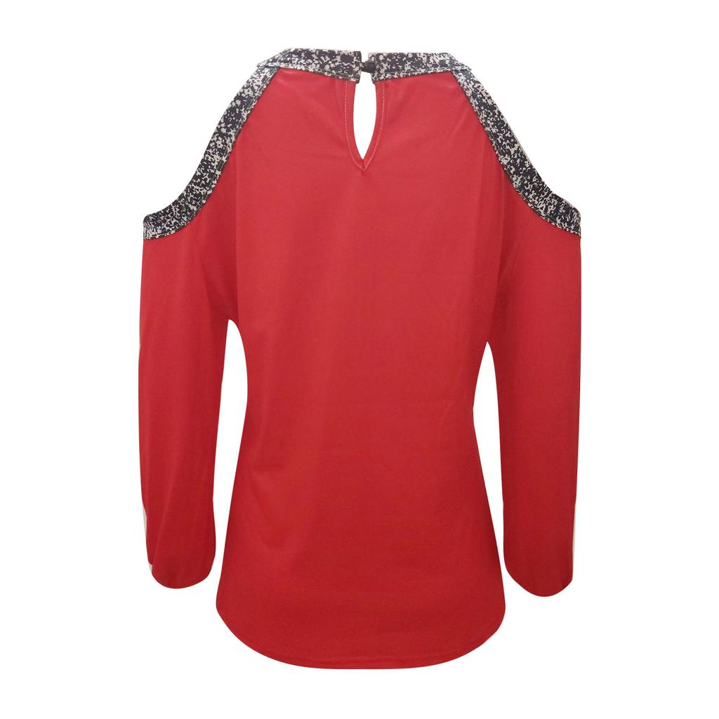 Женская свободная модная рождественская футболка с принтом, сексуальная футболка без бретелек с длинным рукавом и подвесным воротником