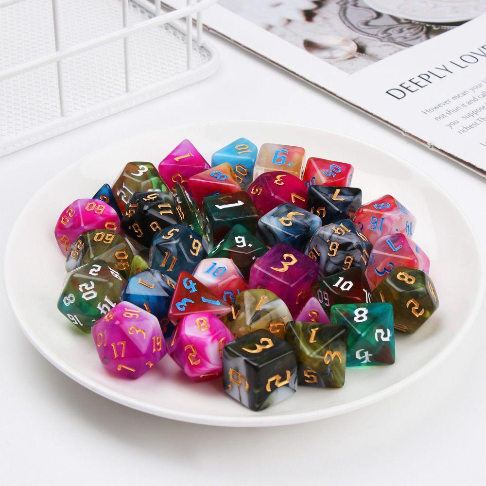 7pcs/set Gift Multi Sides Toy Dices Game Accessory Dice Set Glitter