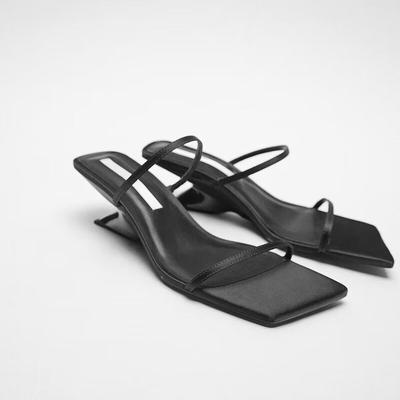 Мода танкетка туфли на высоком каблуке женская обувь дизайнер 2024 сандалии лето квадратный носок шлепанцы платье повседневные туфли туфли женские шлепанцы