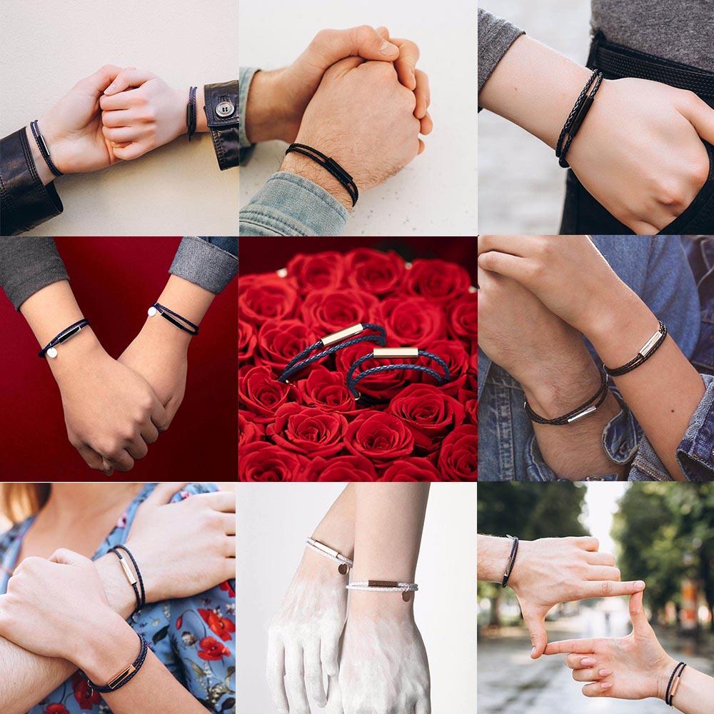 Black Leather Bracelet Men Bangles Fashion Buckle Charm Lovers Jewelry Bracelet