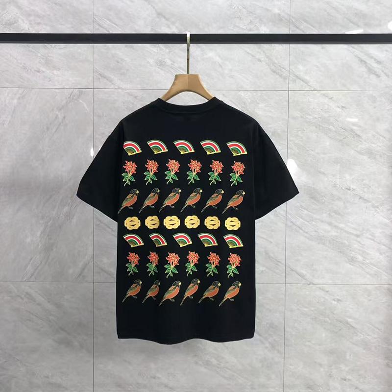 Unisex Unisex Couple Casual Loose Short Sleeve T Shirt High Quality Cotton Full Rainbow Flower Bird Print Patta T Shirt Tee Tops