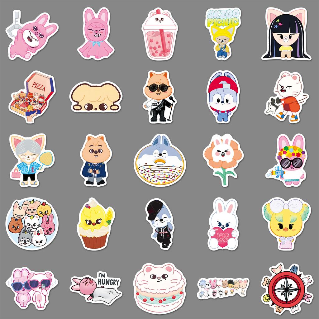 Skzoo Stickers 50 Pcs Stray Kids K Pop Group Animal Persona Waterproof Diy Decorative Decals For Laptop Phone Luggage K Pop Fans