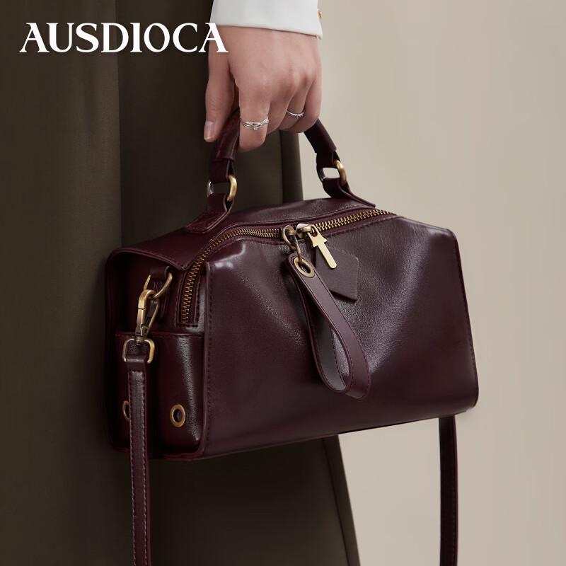AUDIJIA Women's Genuine Leather Boston Pillow Bag