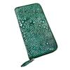 Длинный кошелек Star Stingray из натуральной кожи ската с круглой молнией зеленого цвета [Capitana]