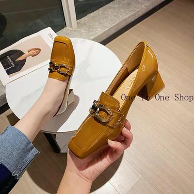 Модные туфли с квадратным носком для женщин 2024 года, новая корейская версия, модные женские туфли на толстом каблуке, низкие туфли на высоком каблуке, обувь Lefu