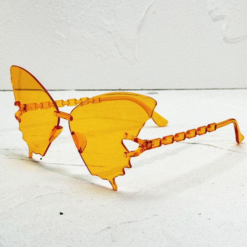 Butterfly Shaped Rimless Sunglasses For Women Gradient Tinted Lenses UV Protection Trendy Party Shades For Festivals KJ180
