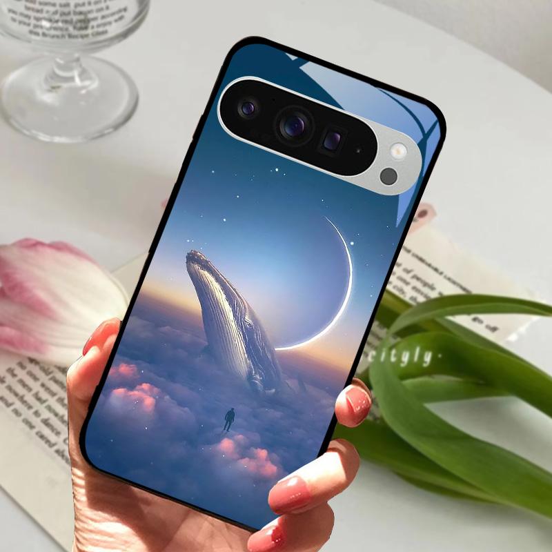 Модный Стеклянный Чехол для Google Pixel 8a Чехол Pixel8 Pro Жесткий ПК Закаленное Стекло Черный Чехол для Телефона Для GOOGLE PIXEL 8 Защитные Чехлы