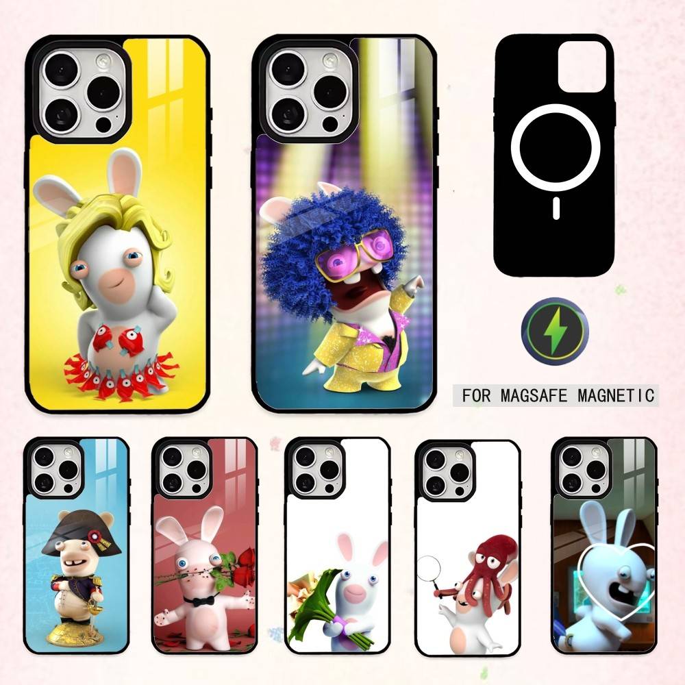 C-Cute R-Raving R-Rabbids Чехол для телефона iPhone17,16,15,14,13,12,11 Plus,Pro Max Магнитный Для Magsafe Беспроводной Зарядки