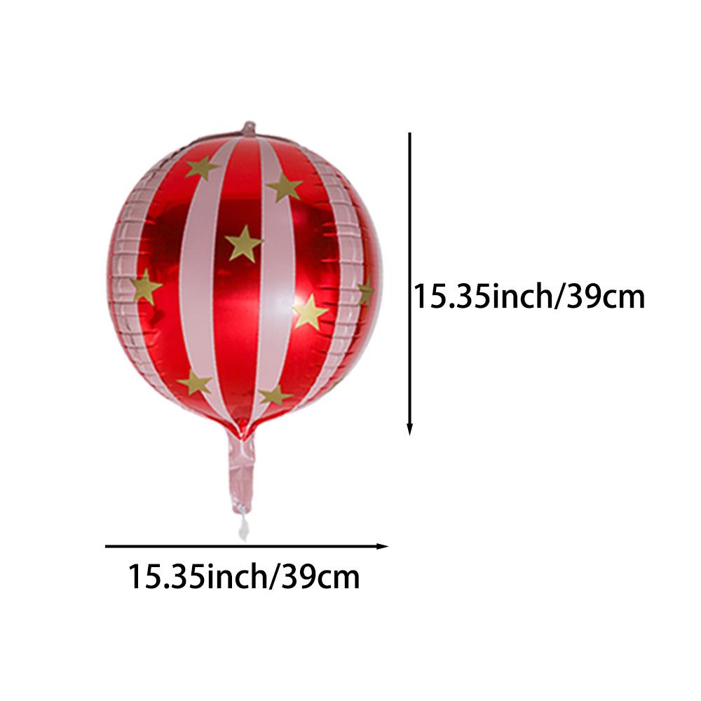 6-Pack of 22-Inch 4D Round Balloons, Large Red Striped Star Balloons, Aluminum Foil Balloons, Suitable for Christmas Parties, Birthday Pa