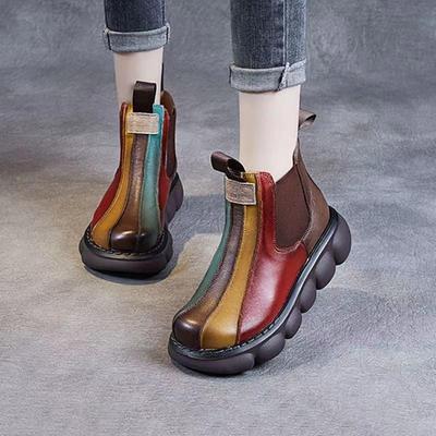 2024 Зимние сапоги на толстой подошве, цветные, на толстой подошве, для женщин, повседневные, в стиле ретро, в этническом стиле, большие туфли, Botas De Invierno Para Mujer