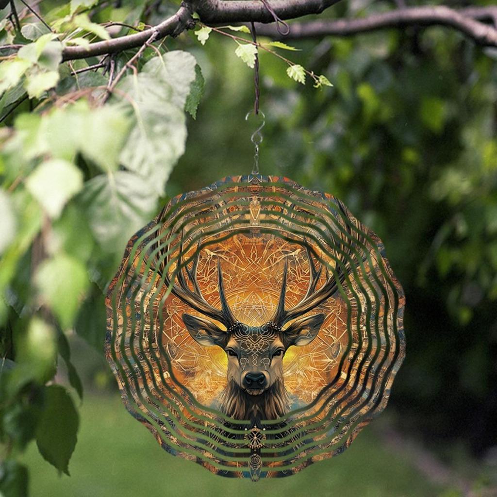 10-дюймовый ветряной спиннер «Олень» с колокольчиком для декора открытого сада, балкона, вращающийся крюк, элегантный подарок на весну-лето