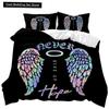 Angel Wings Duvet Cover Set Angel Fairy Tale Theme for Kids Teens Never Give Up Double Queen King Size Polyester Qulit Cover