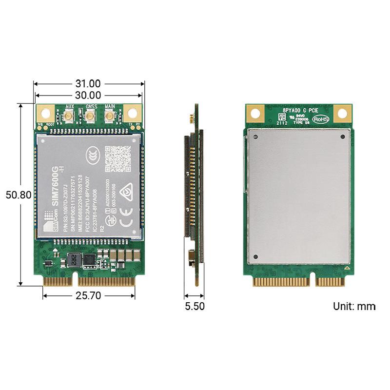SIMCom SIM7600G-H-PCIE GNSS 4G LTE Cat-4 Global Universal Module