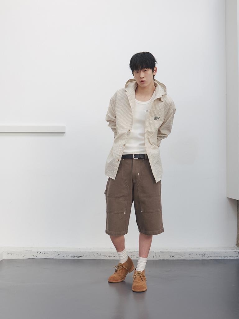 Шорты-бермуды Gijunmaen с заклепками, коричневые