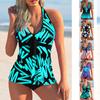 2024 женский пляжный купальник с принтом, сексуальный купальник бикини с открытыми плечами, летние купальники-танкини, пляжный костюм из двух предметов